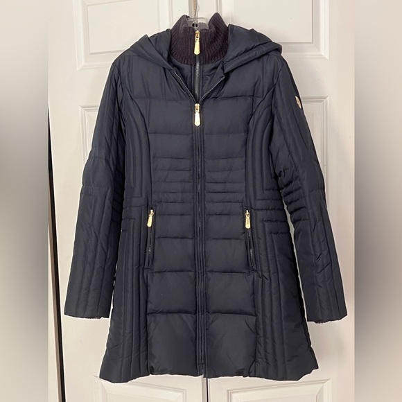Vince Camuto Coat Parka Down filled hood Second interior zipper. Knit collar - Picture 1 of 9